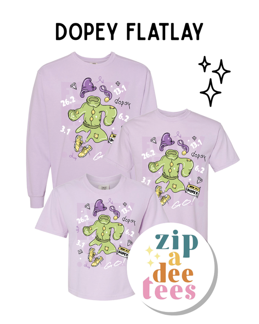 DOPEY MILES FLATLAY CREW AND TEES